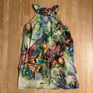 K Studio Pleated Embellished Jewel Halter Sleeveless Shift Dress, Size 10